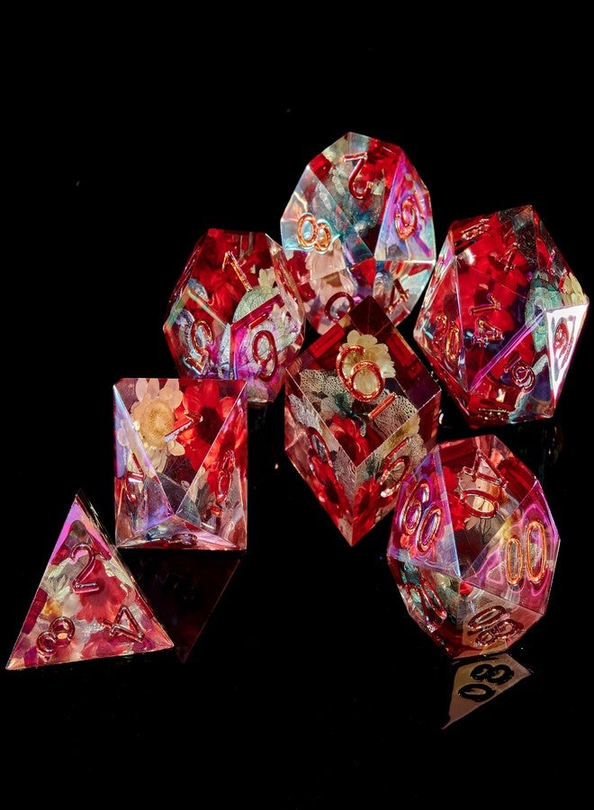 FugaCity DND Dice Set,Handmade Sharp Edge 7 Piece Resin Dice-Dungeons and Dragons Polyhedral Dice Set, D&D Dice Set with Gift Dice Case for RPG MTG Table Games （ - Image 2